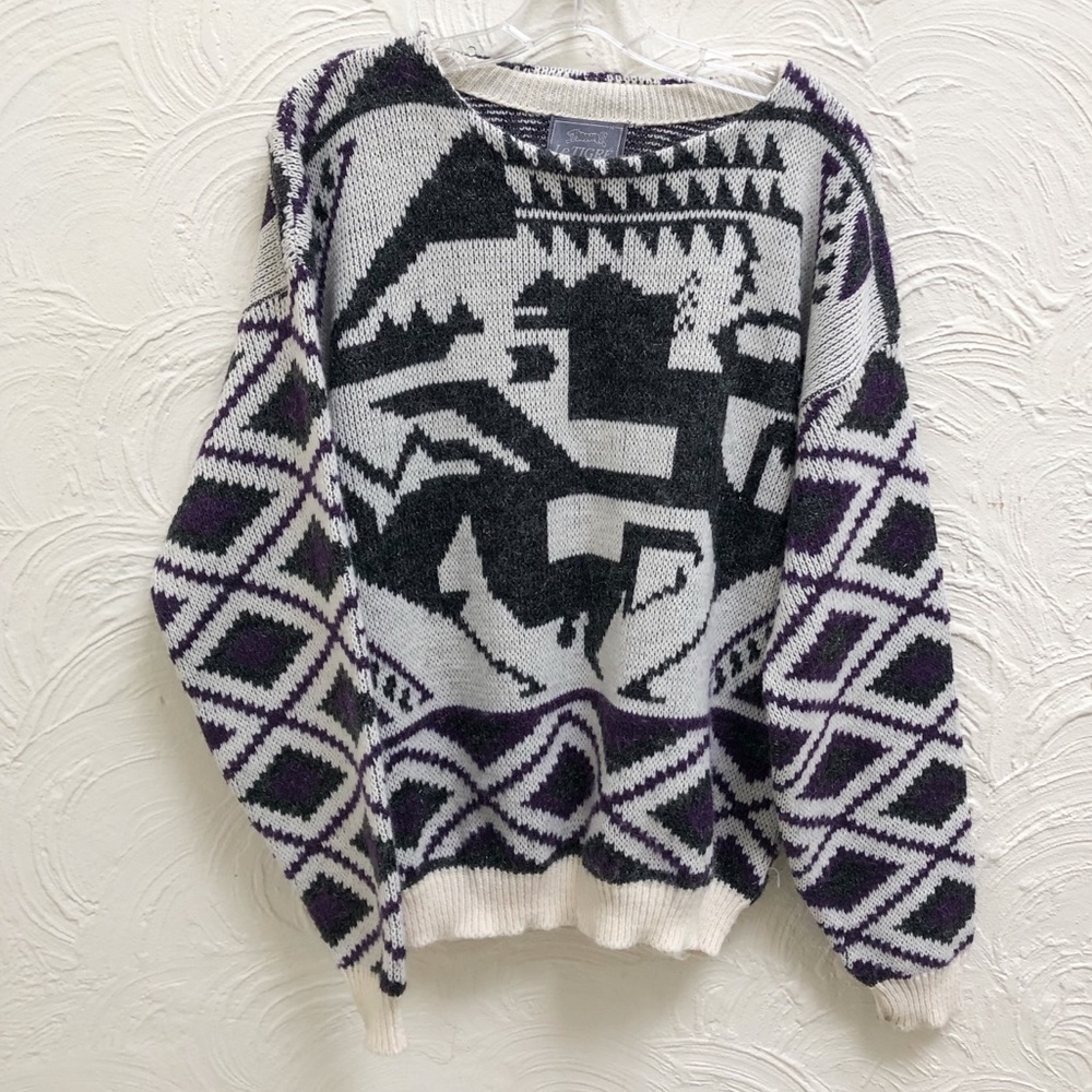 Vintage Le Tigre Tribal Grandpa Sweater Aztec